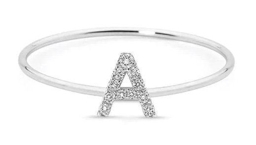 White Gold Natural Diamond Initial Ring
